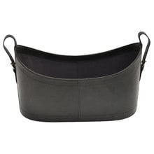 Black Buffalo Leather Scoop Magazine Basket